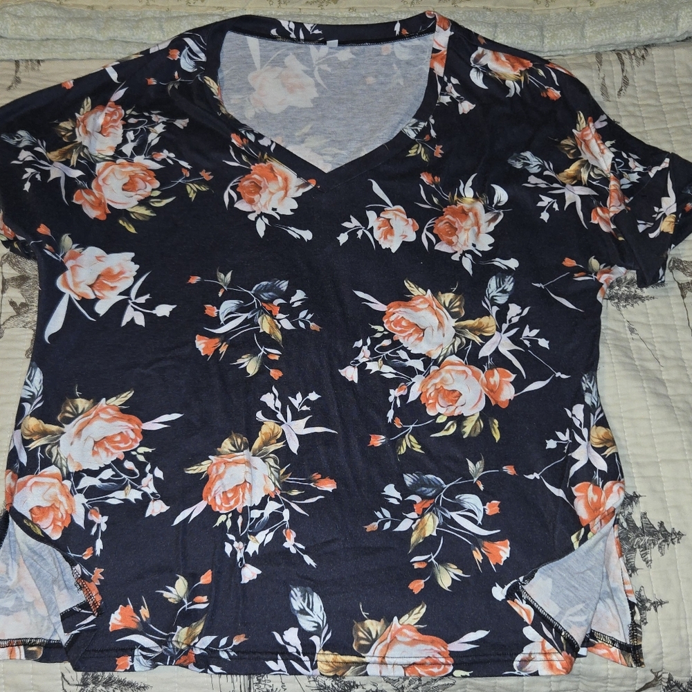 Floral V-Neck Women's Top
